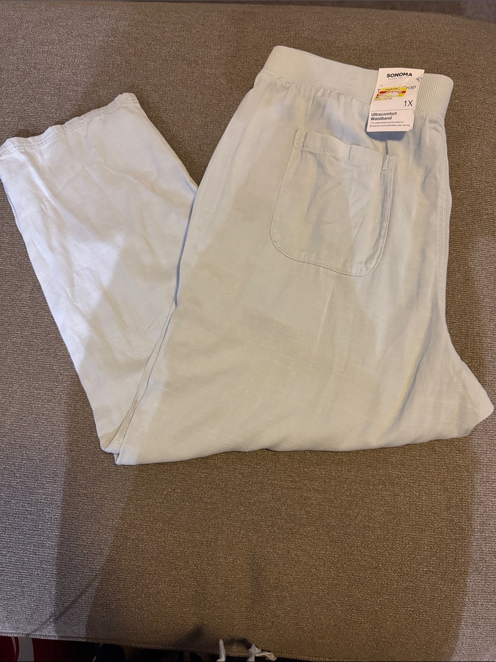 Sonoma Pale Blue Straight Leg Elastic Waist Pants